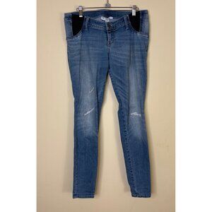 Liz Lange Maternity Jeggings Distressed Blue Denim Stretch Size Small Cotton